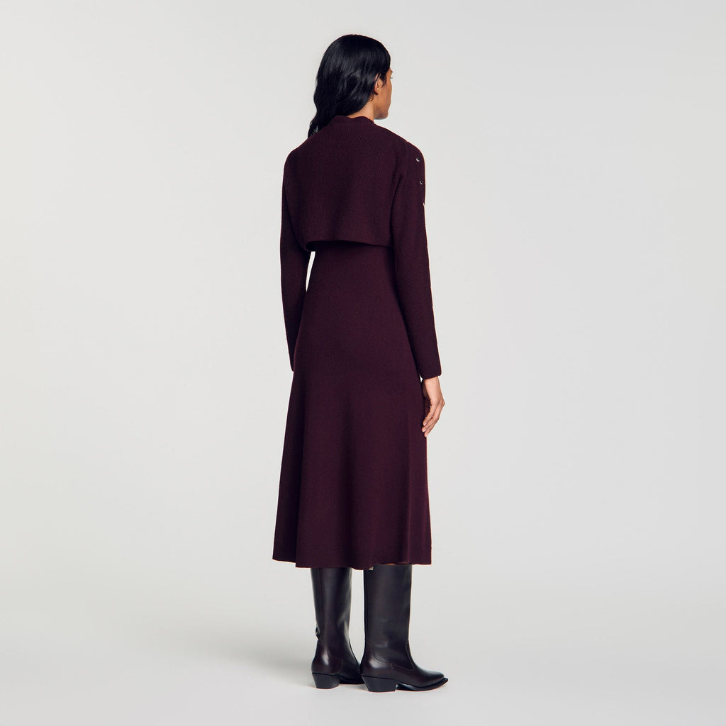 Robe longue en maille 2 en 1 - Bordeaux