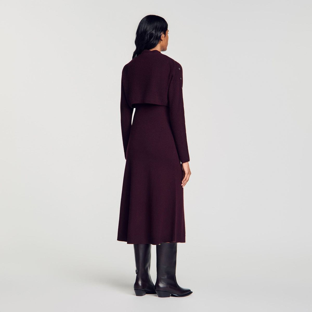 Robe longue en maille 2 en 1 - Bordeaux