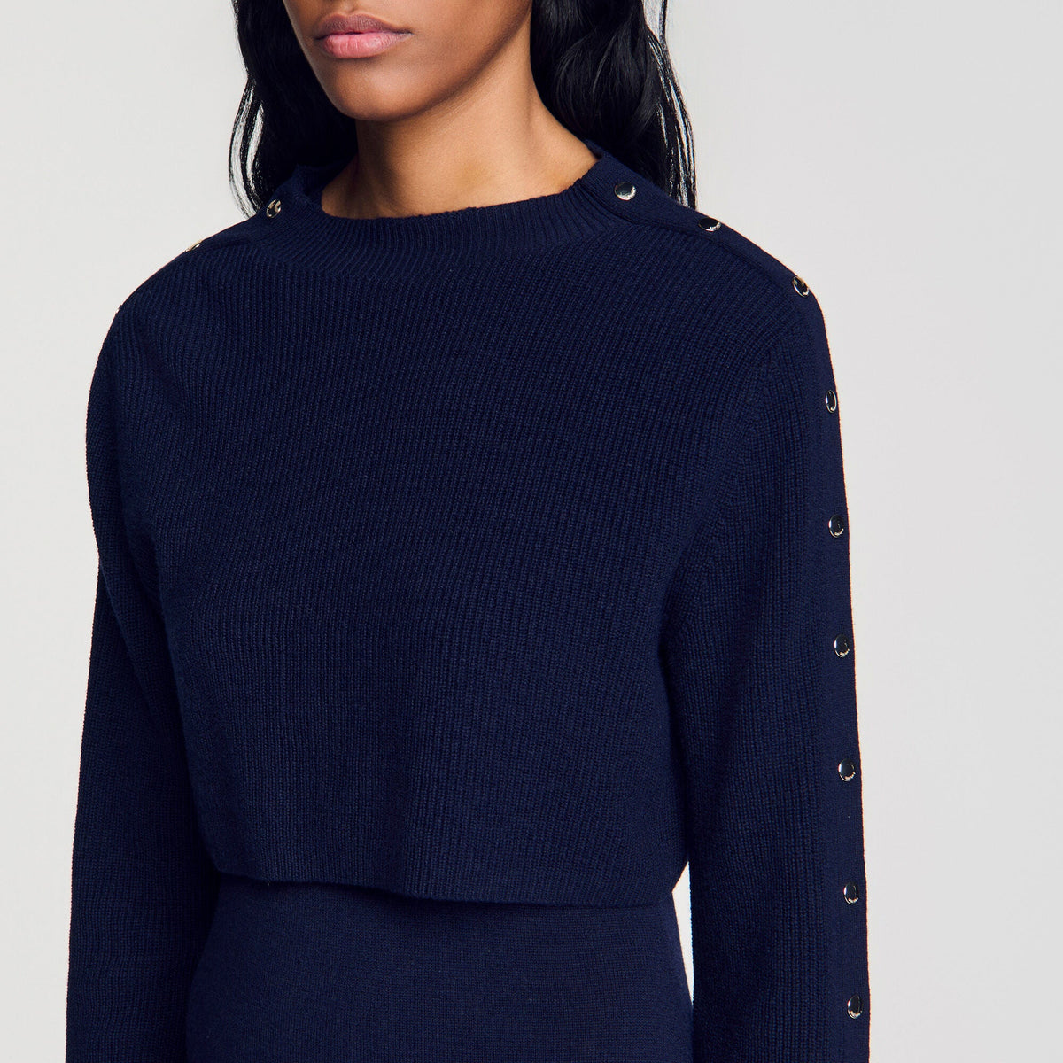 Robe longue en maille 2 en 1 - Marine