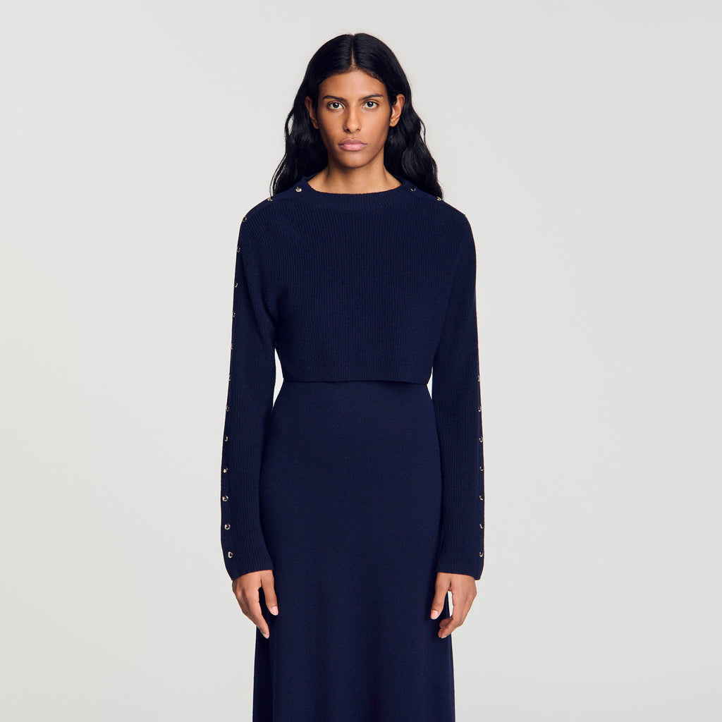 Robe longue en maille 2 en 1 - Marine
