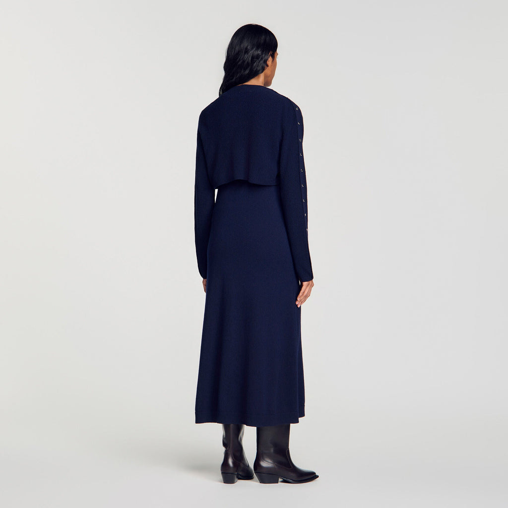 Robe longue en maille 2 en 1 - Marine