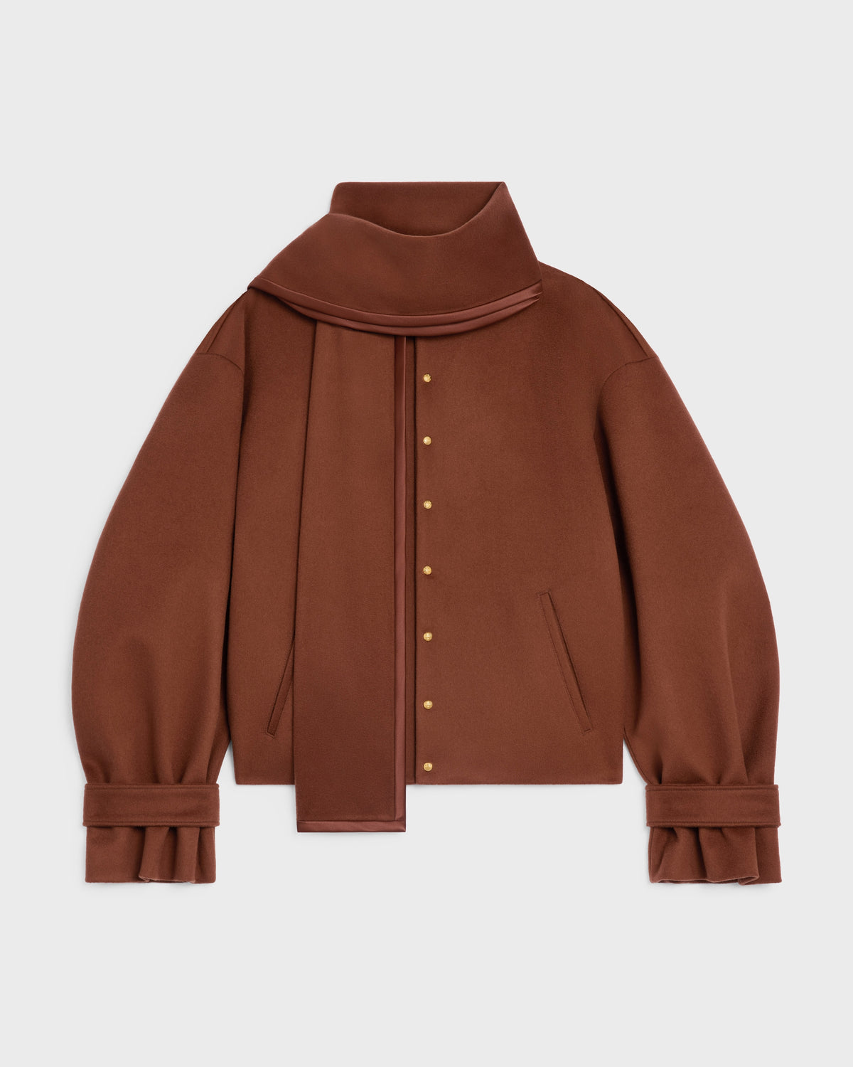 Veste écharpe drap de laine - Cognac