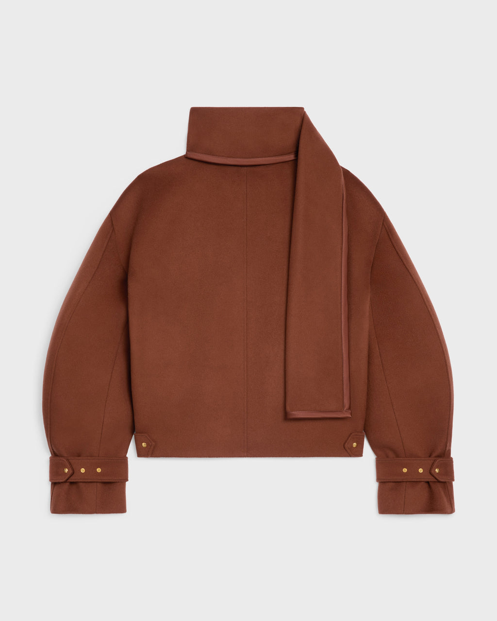Veste écharpe drap de laine - Cognac