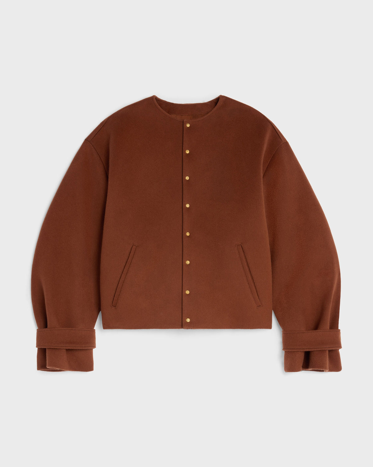 Veste écharpe drap de laine - Cognac