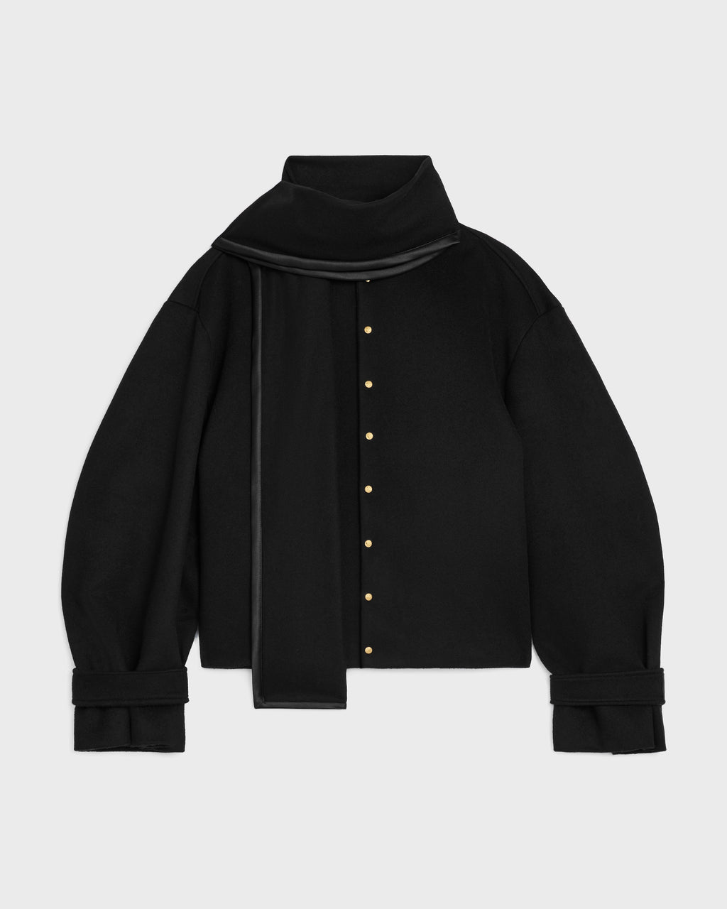 Veste écharpe drap de laine - Noir