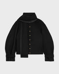 Veste écharpe drap de laine - Noir