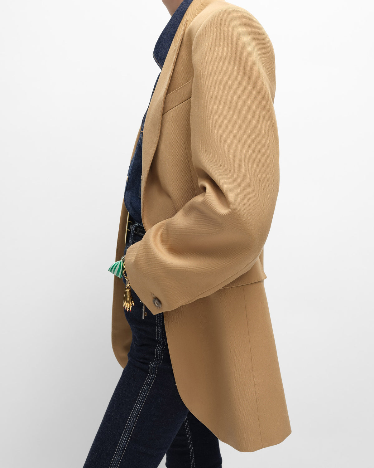 Veste colonne laine diagonale - Caramel