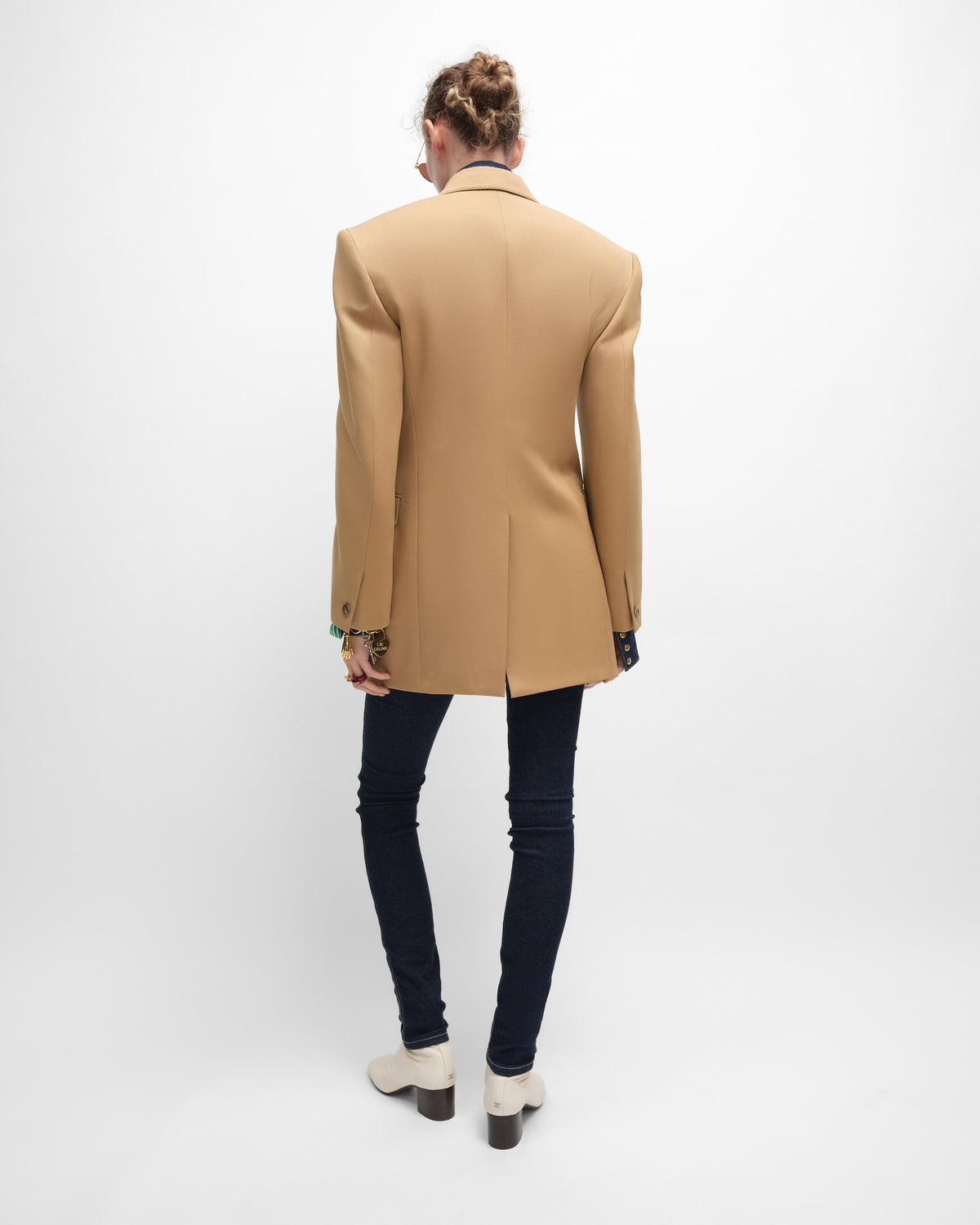 Veste colonne laine diagonale - Caramel