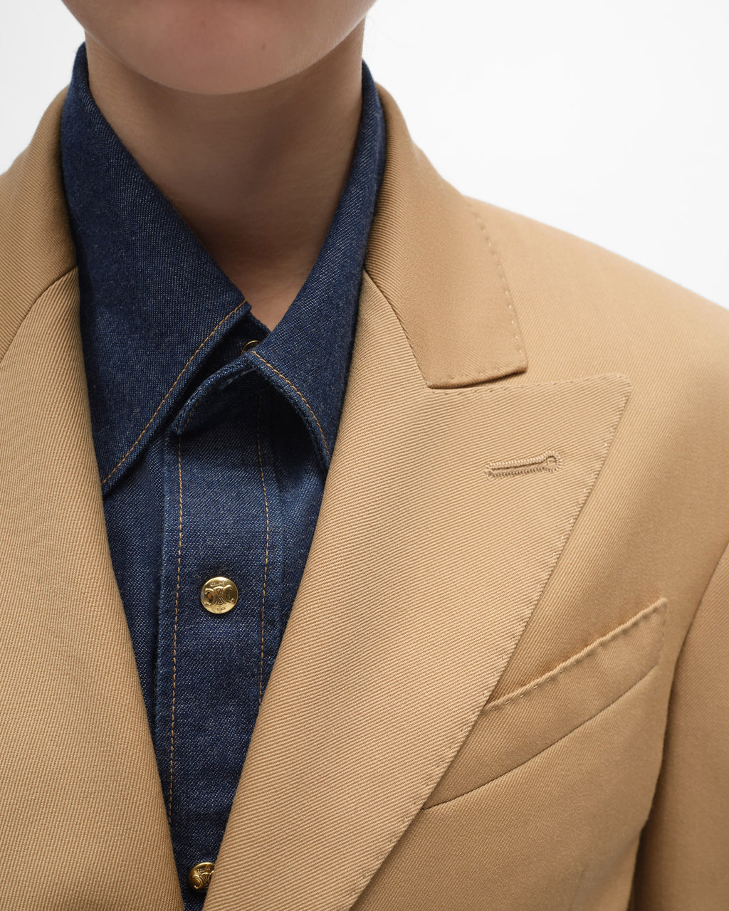 Veste colonne laine diagonale - Caramel