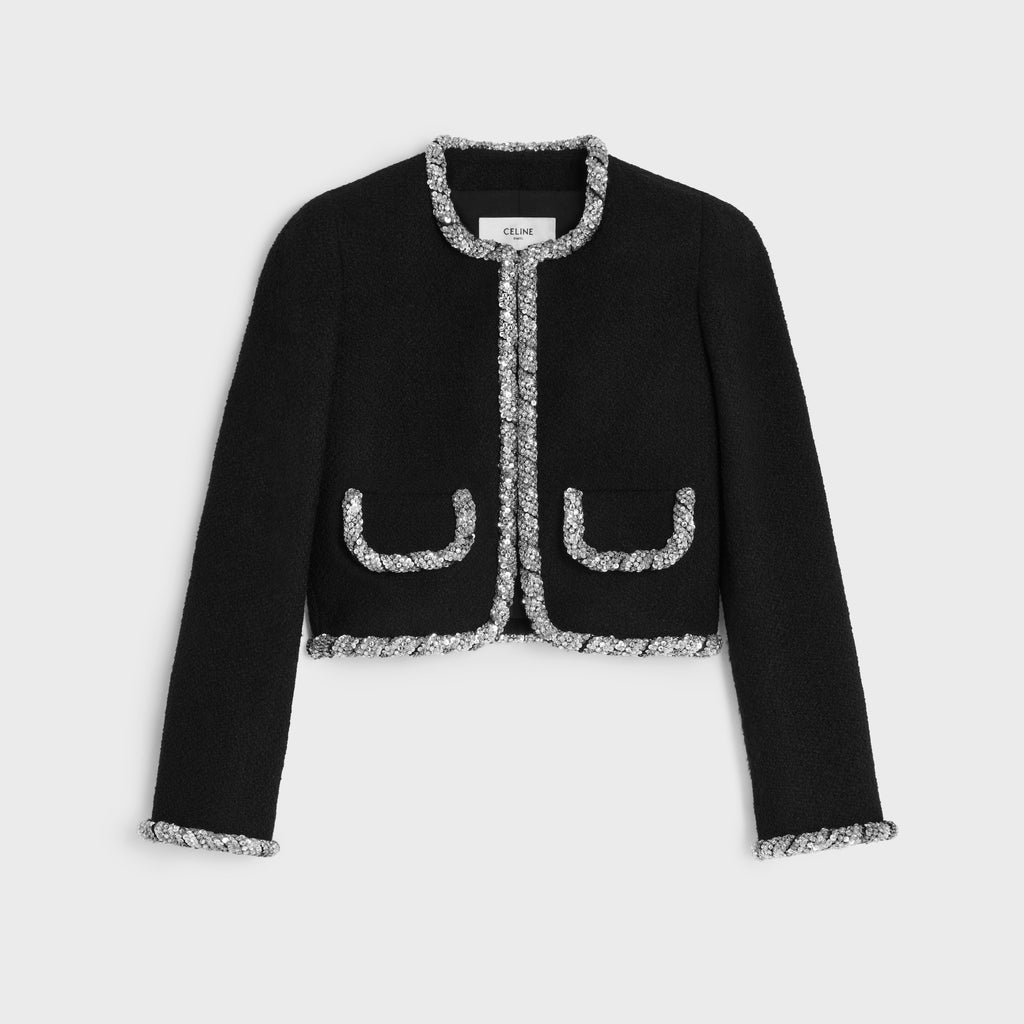 Veste icône brodée natté laine - Noir