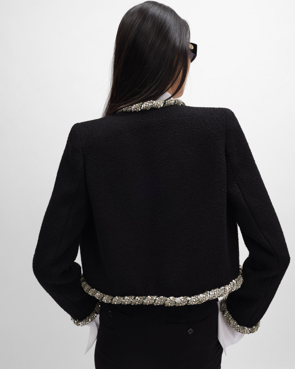 Veste icône brodée natté laine - Noir