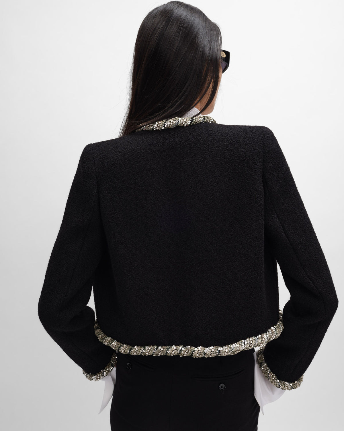 Veste icône brodée natté laine - Noir