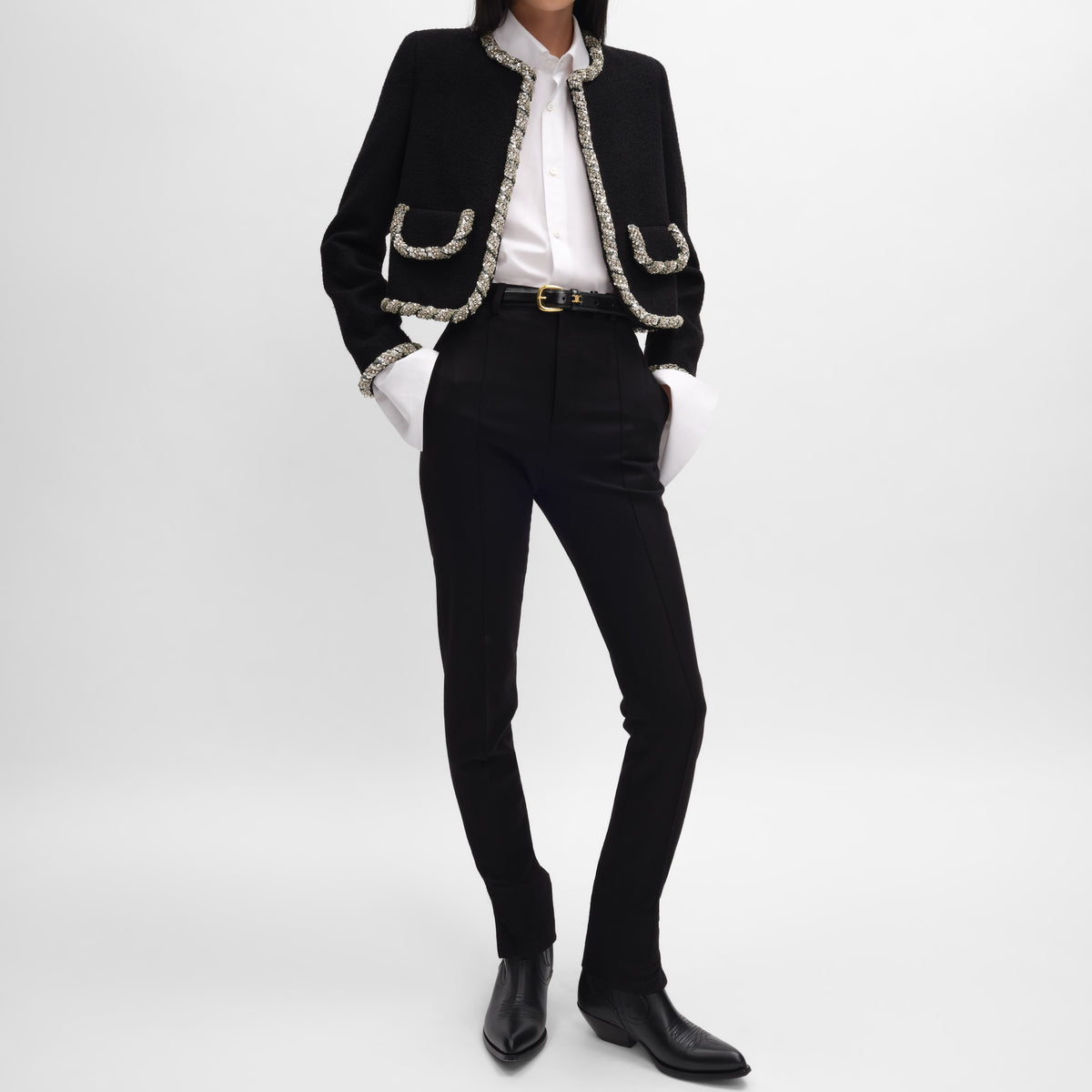 Veste icône brodée natté laine - Noir