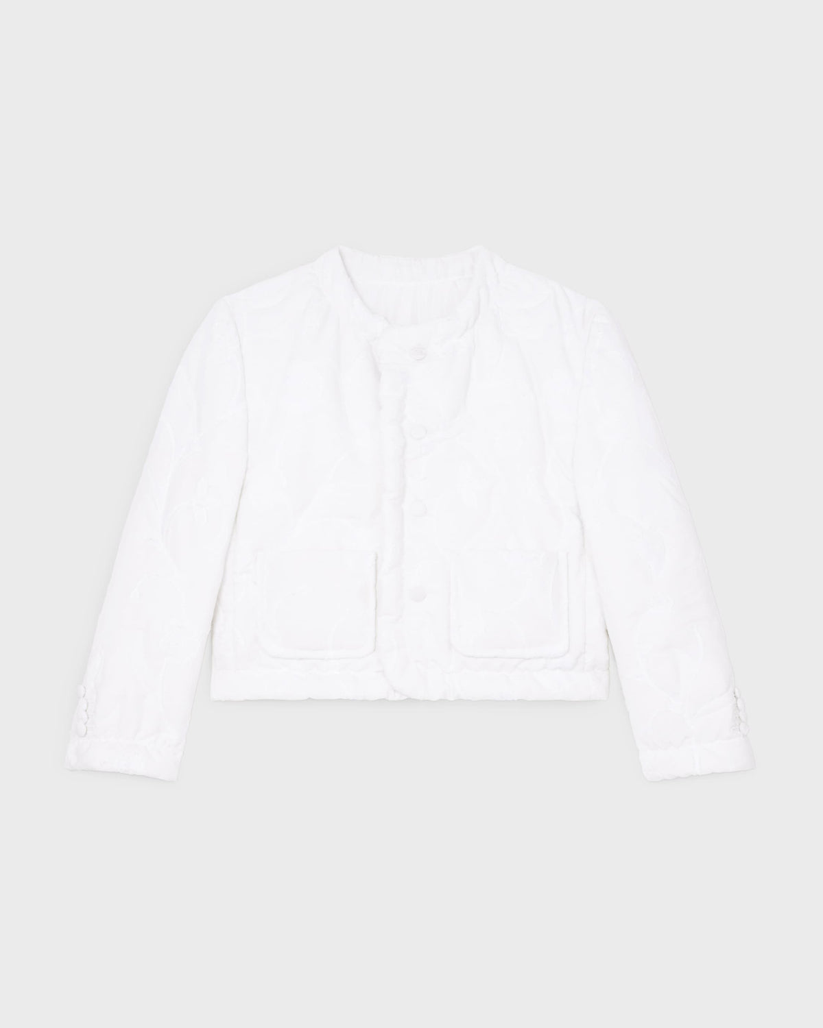 Veste matelassage fleurs - Blanc