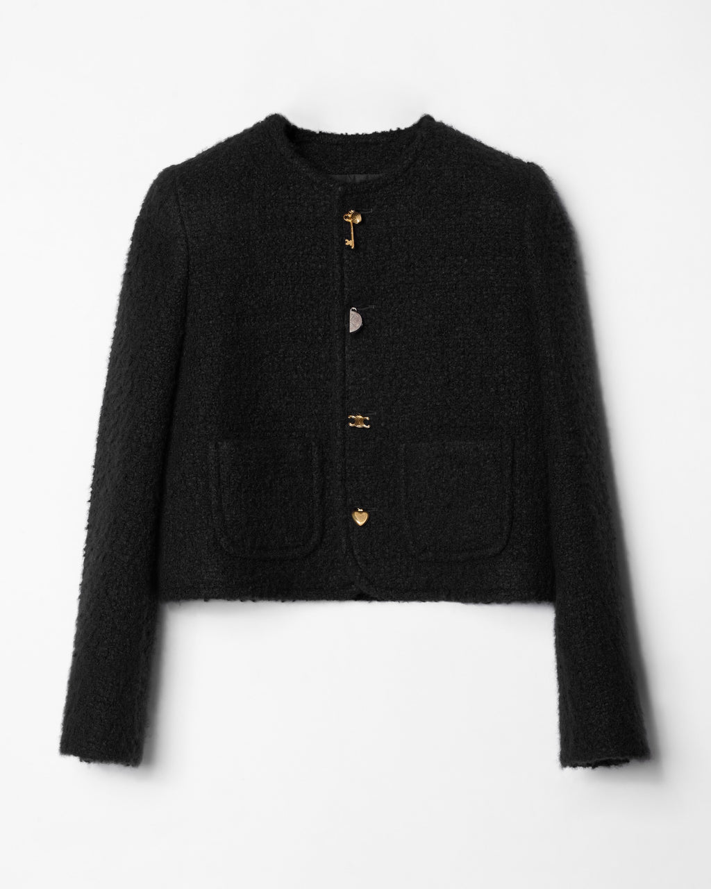 Veste icône natté cachemire laine - Noir