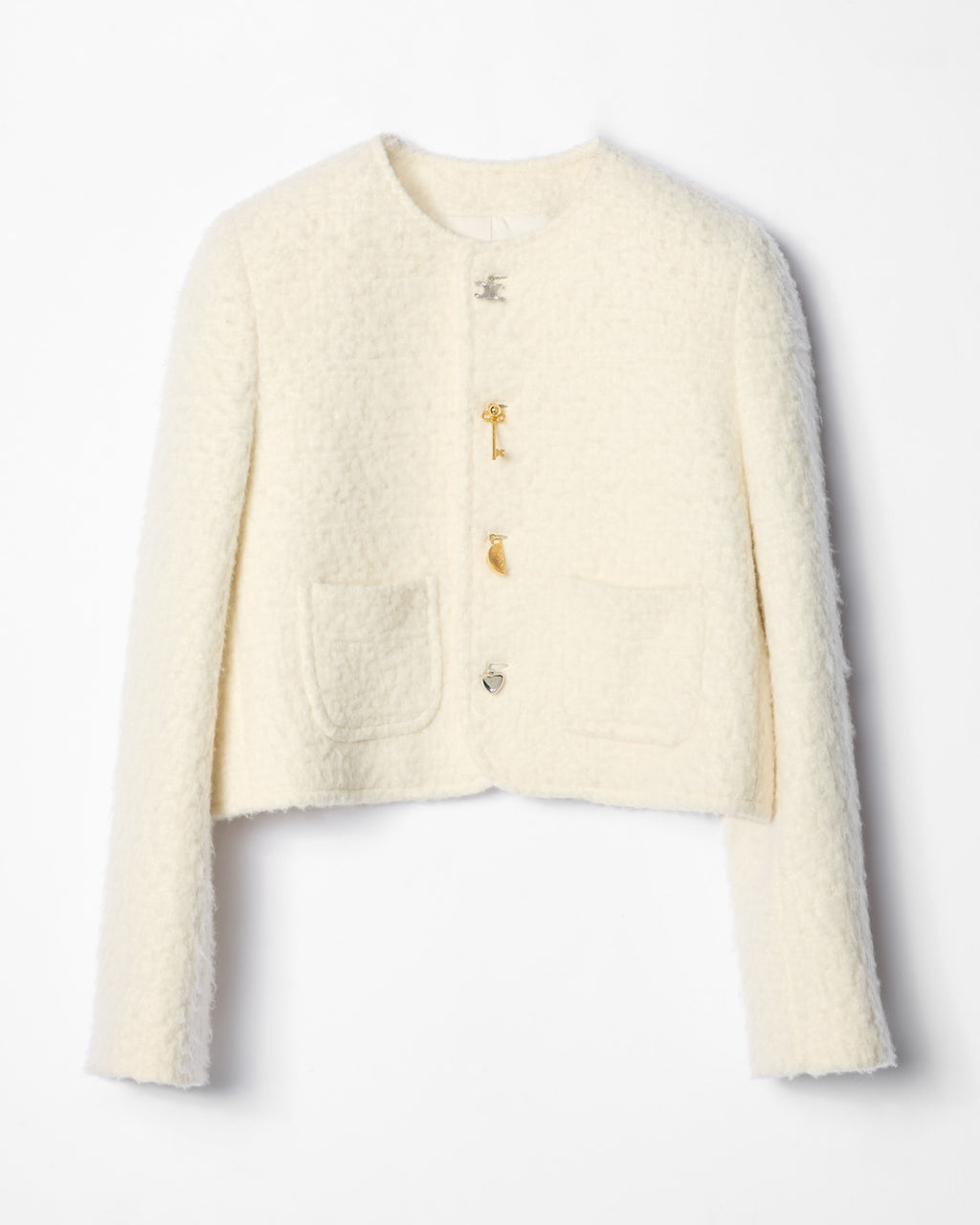 Veste icône natté cachemire laine - Blanc