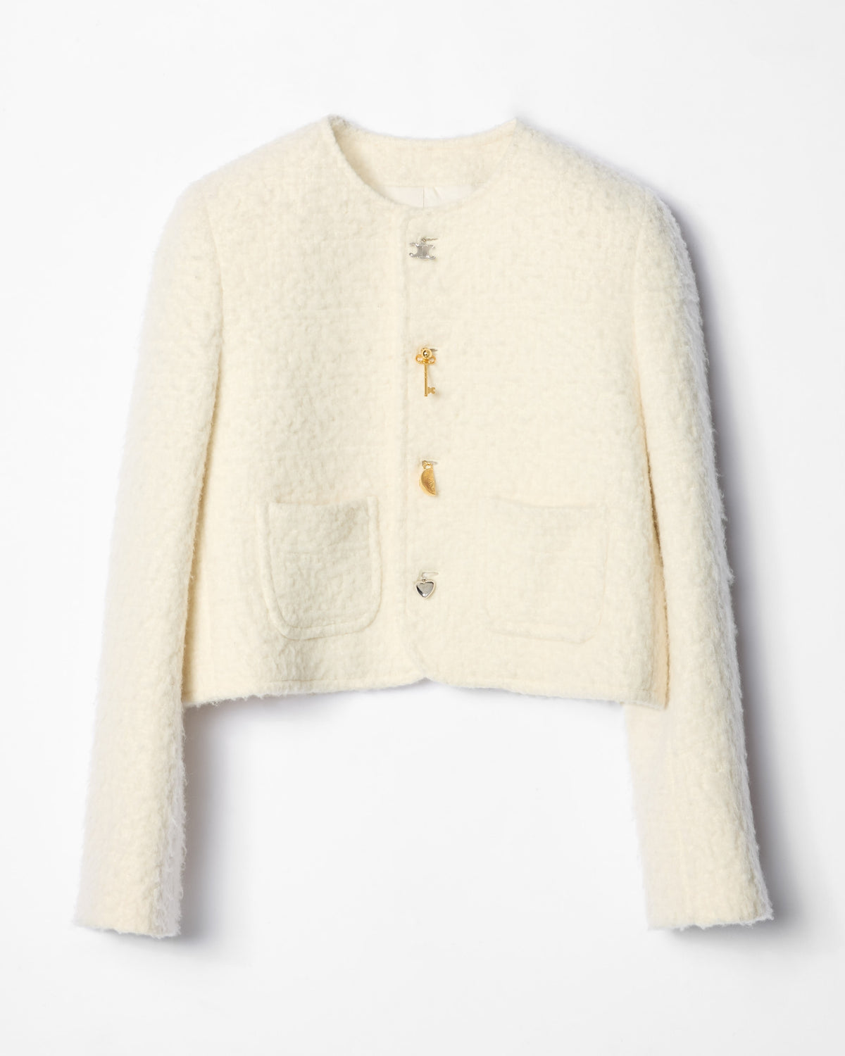 Veste icône natté cachemire laine - Blanc