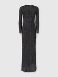 Robe longue en maille rayée col rond avec paillettes