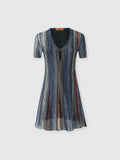 Mini-robe rayée à manches courtes