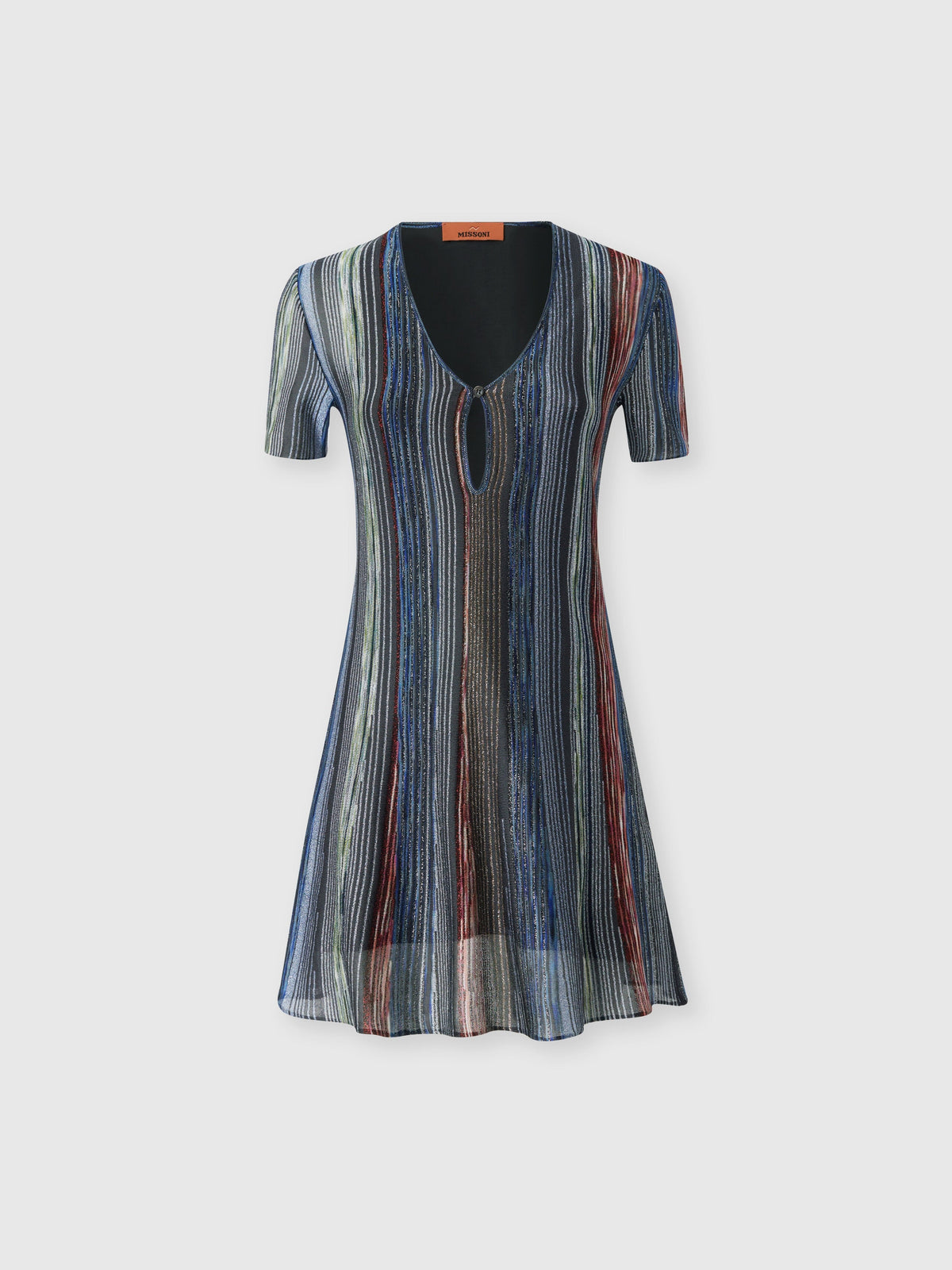 Mini-robe rayée à manches courtes