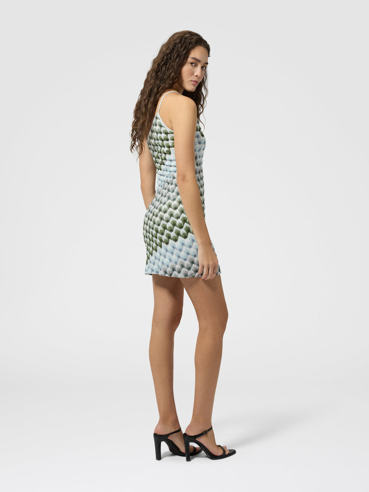 Mini-robe asymétrique en viscose lamé - Multicolore