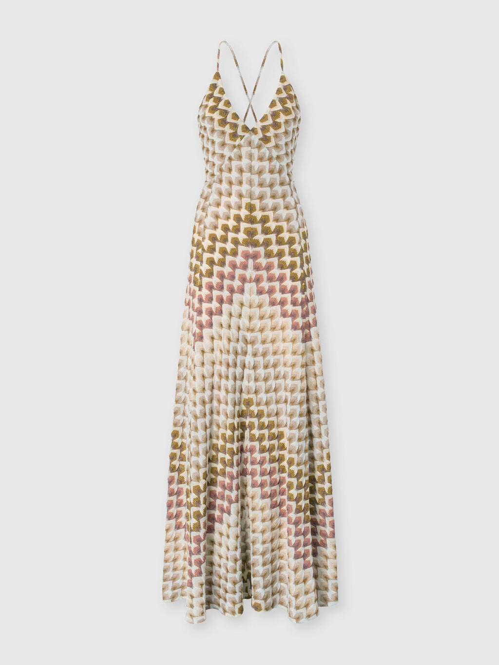 Robe longue en viscose lamé avec bretelles croisées