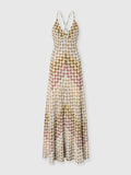 Robe longue en viscose lamé avec bretelles croisées