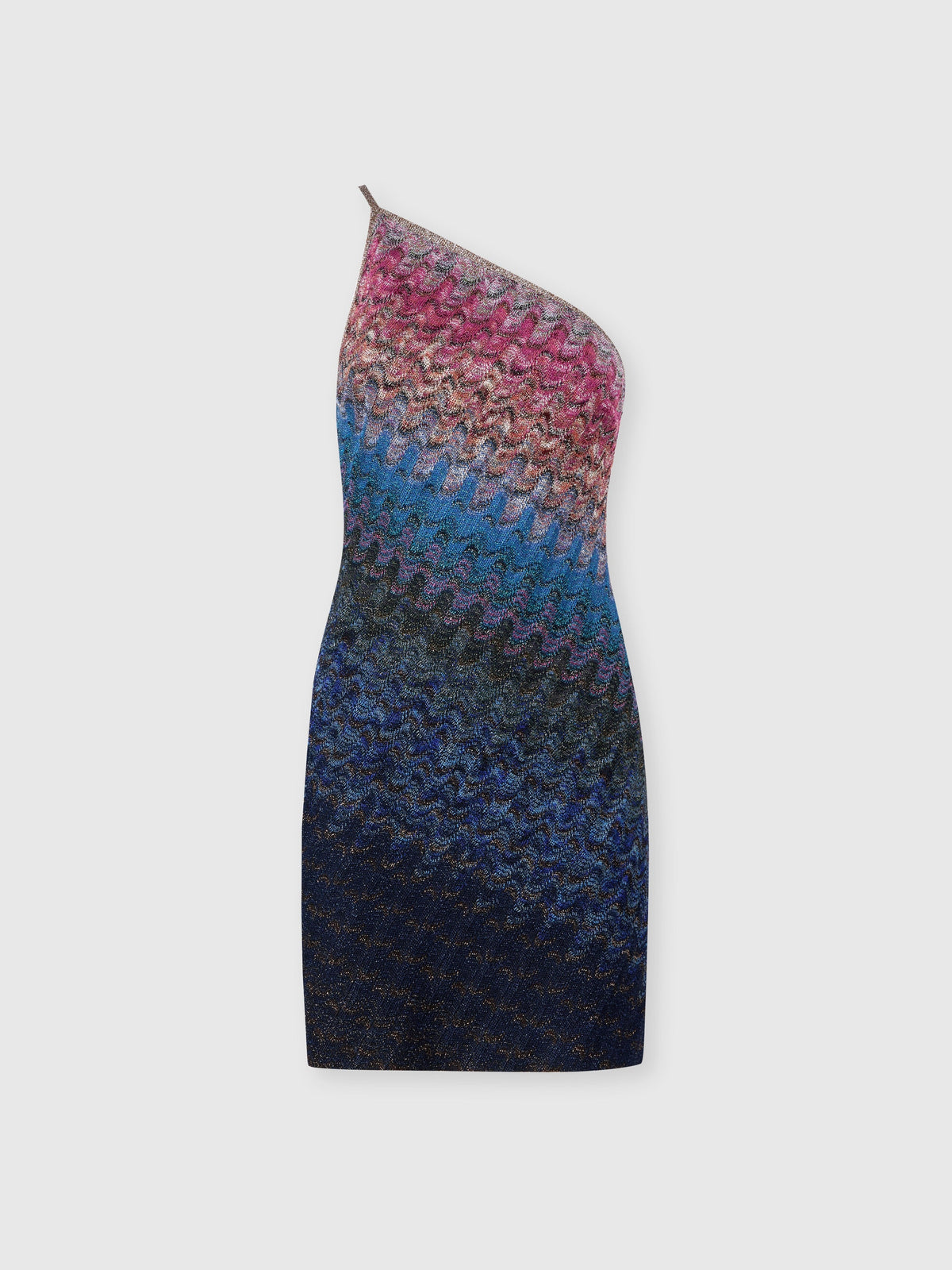 Mini-robe asymétrique en viscose lamé dégradée