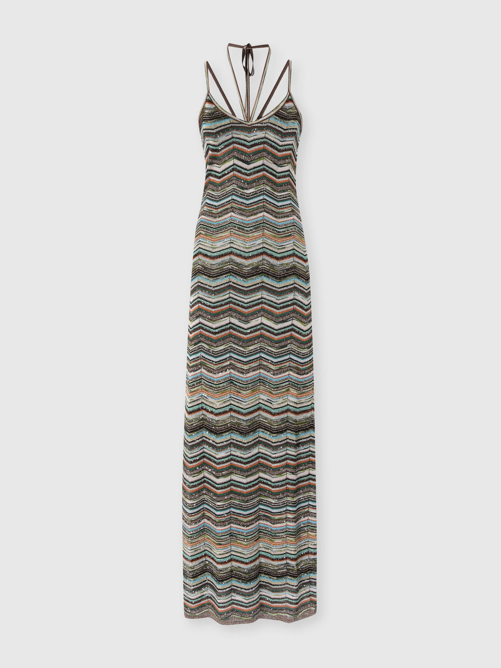Robe longue en maille chevron avec bretelles tressées