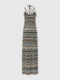 Robe longue en maille chevron avec bretelles tressées