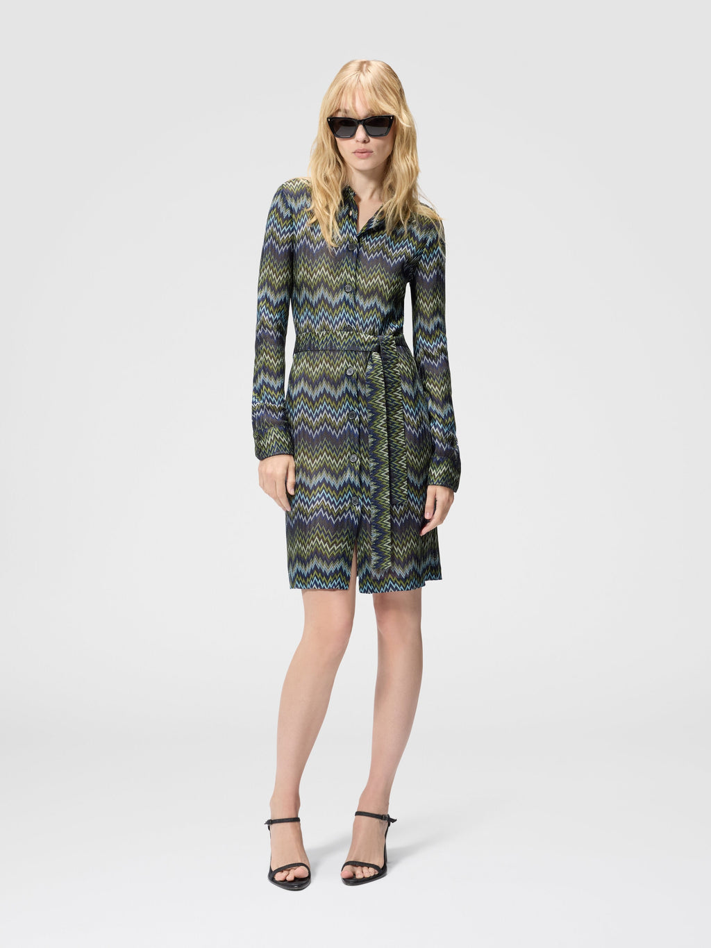 Robe chemisier midi en viscose - Multicolore