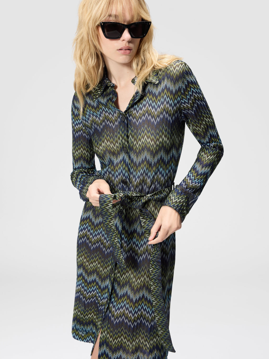 Robe chemisier midi en viscose - Multicolore